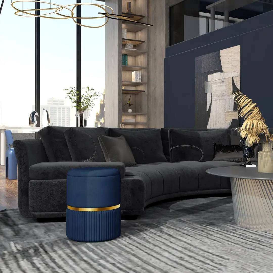 Homcom Opbergpoef 36x36x44cm - Blauw