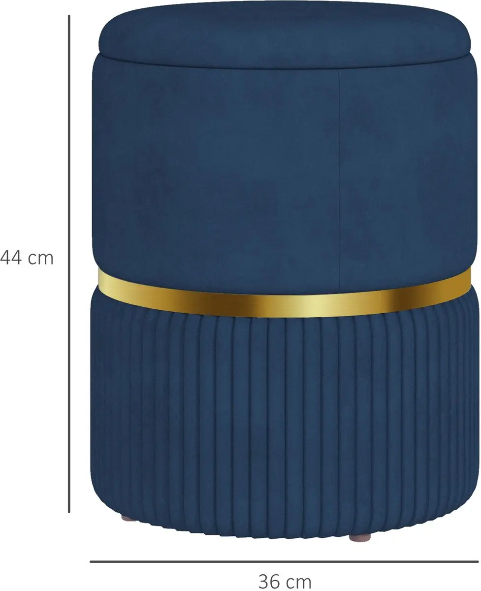 Homcom Opbergpoef 36x36x44cm - Blauw