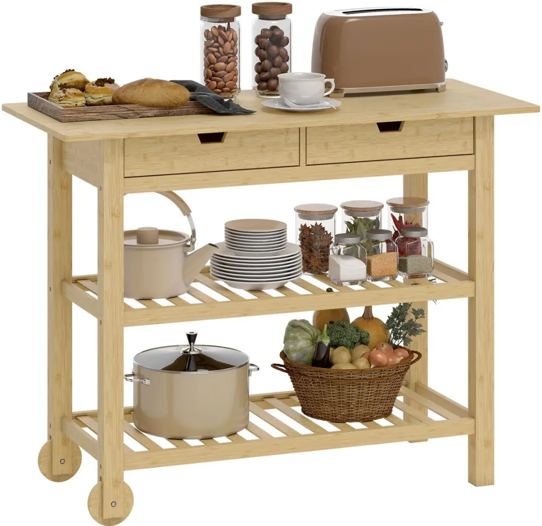 Homcom Keukenwagen Bamboe 100x43x75cm