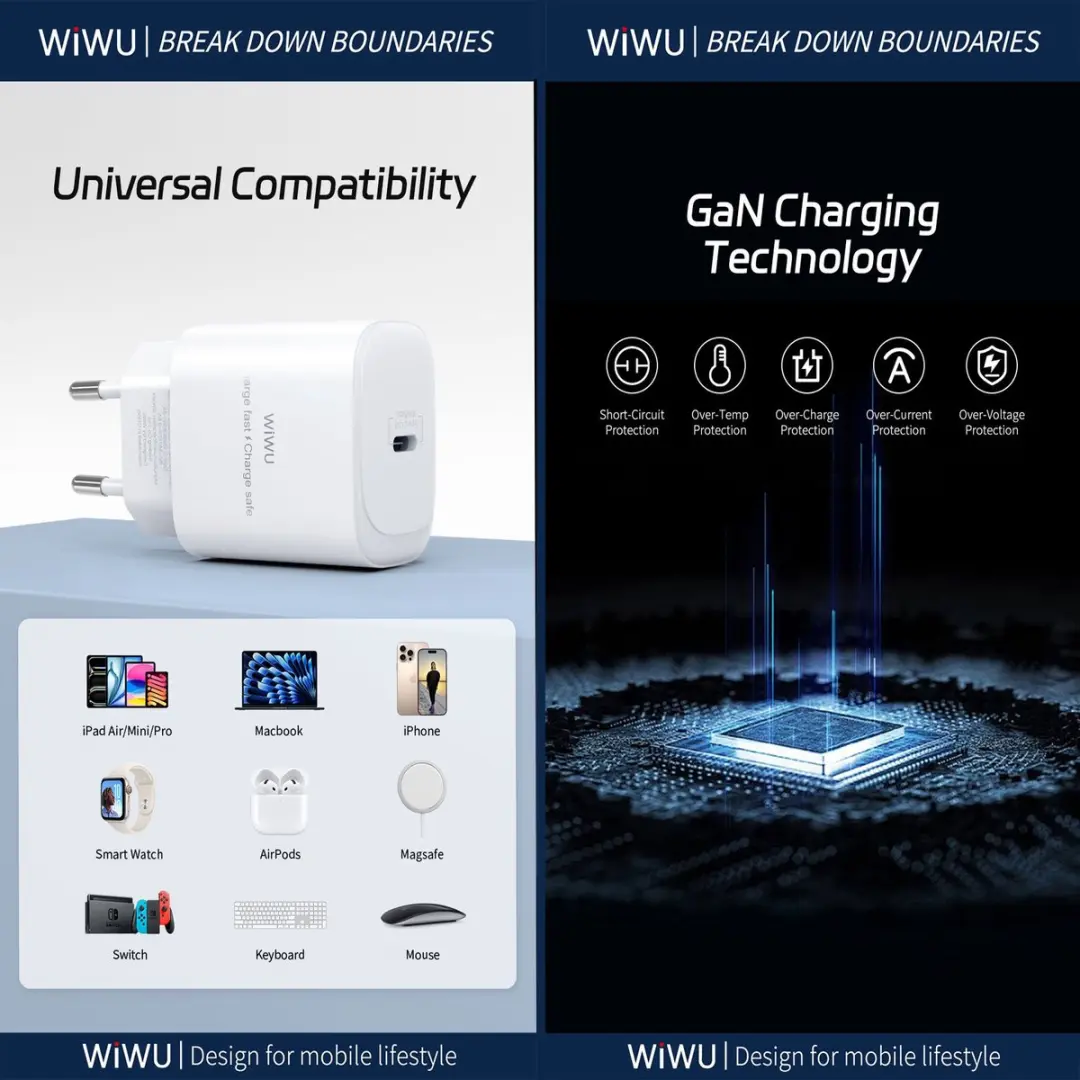WiWu 14419 USB-C Oplader 30W - Wit