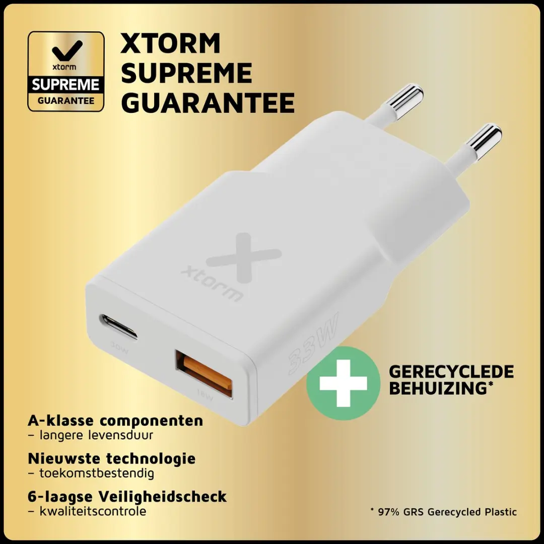 Xtorm Go2 Slimline XG2SL033 USB-C/USB-A Adapter 33W - Wit