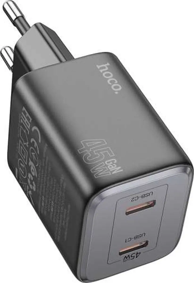 Hoco 45W USB-C Snellader - Zwart