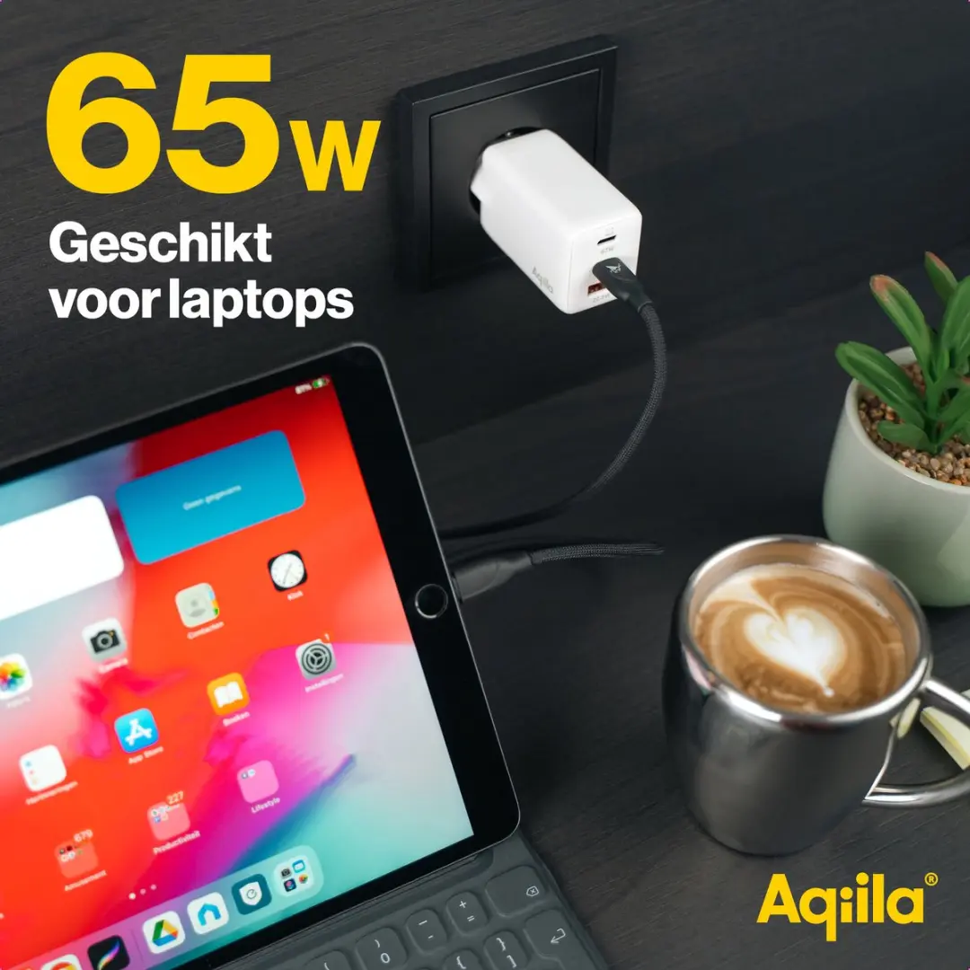 Aqiila Chargebird W3 USB-C Oplader 67W - 2x USB-C 1x USB-A - Wit