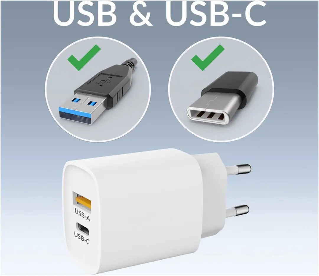 Mobilize 25W Power Delivery Adapter - USB-A & USB-C - Wit