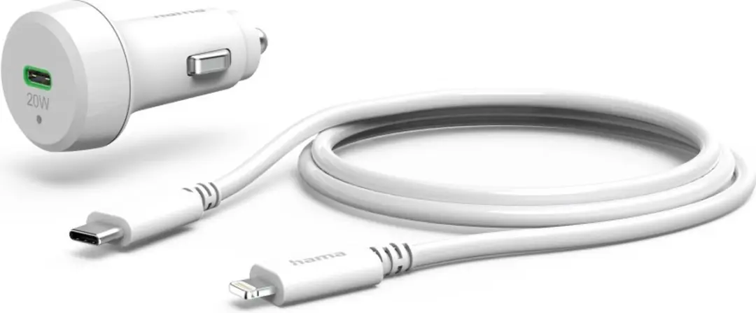 Hama 00201611 Oplader Auto - 20W - USB-C/Lightning - Wit