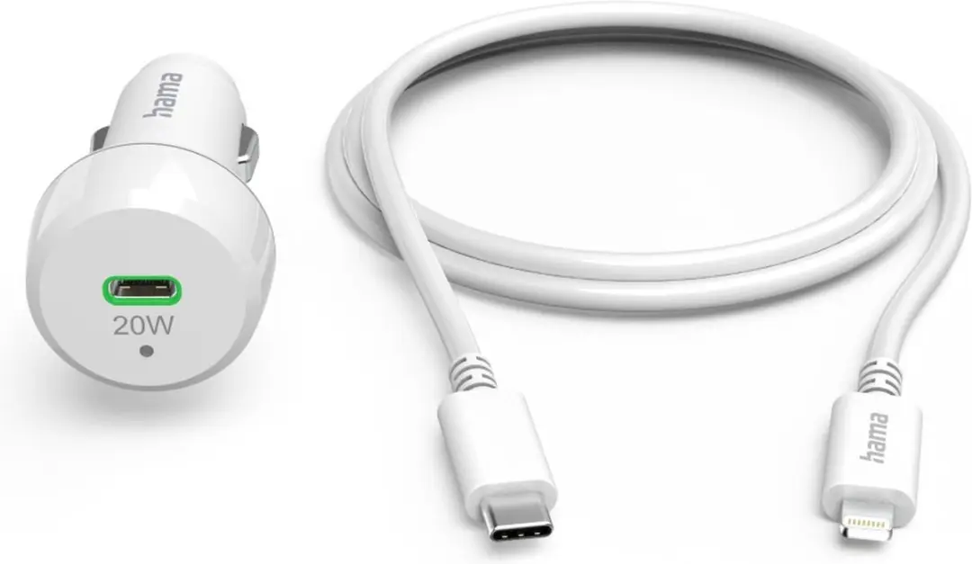 Hama 00201611 Oplader Auto - 20W - USB-C/Lightning - Wit - afbeelding 6 van 6