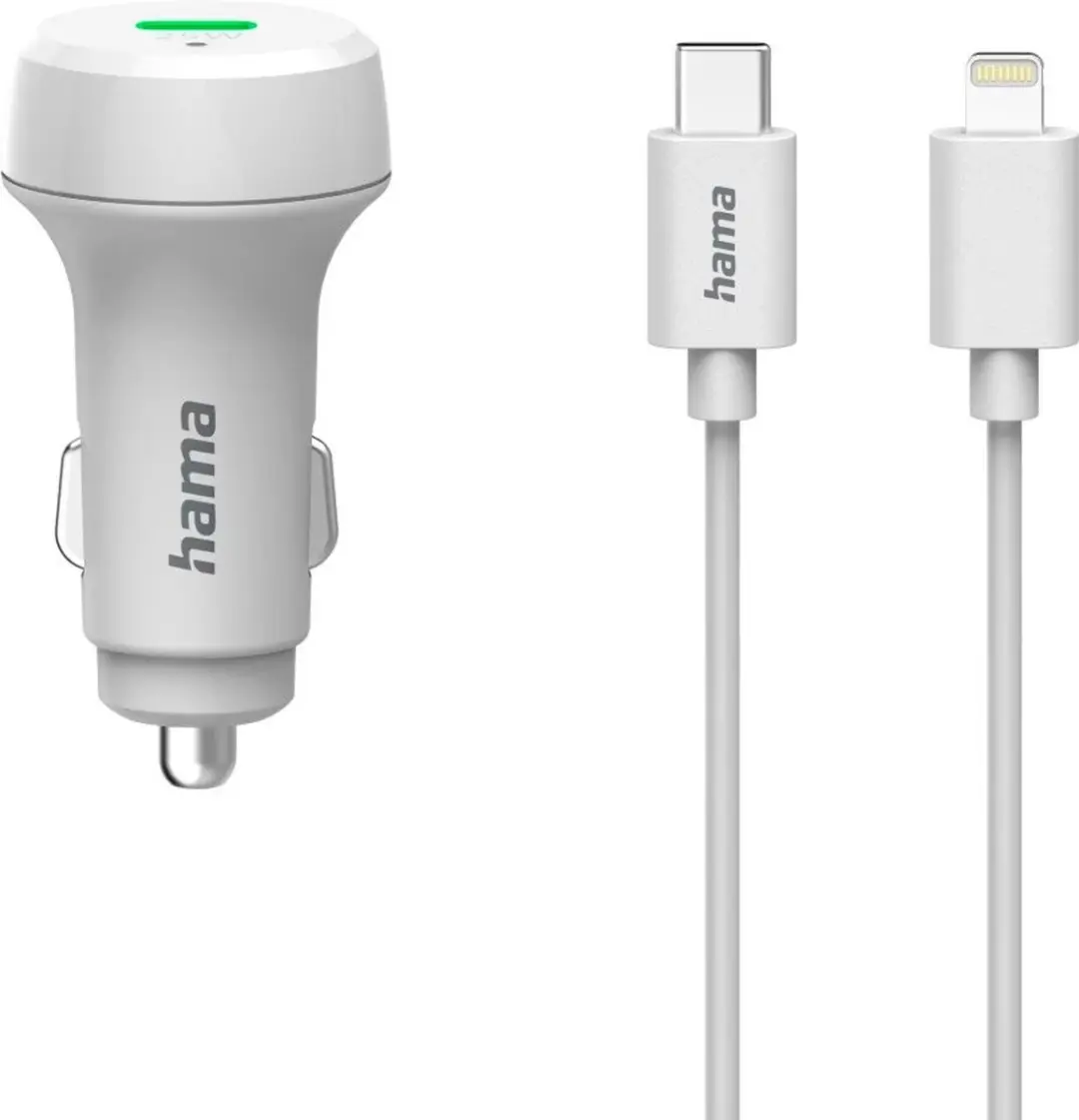 Hama 00201611 Oplader Auto - 20W - USB-C/Lightning - Wit