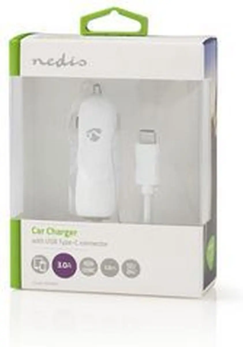 Nedis CCHAC300AWT Autolader 15W - USB-C 1m - Wit - afbeelding 6 van 6