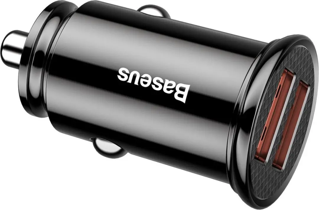 Baseus Mini Dubbele USB Autolader QC 3.0 30W - Zwart