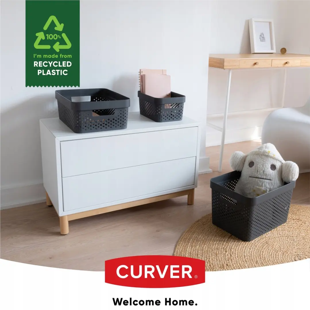 Curver Infinity Recycled Dots Opbergbox 17L - Antraciet