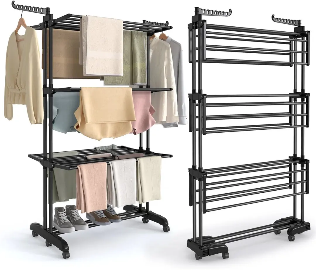 Songmics Wasdroger 4 Niveaus - Opvouwbaar - 63,5x125,5x173cm