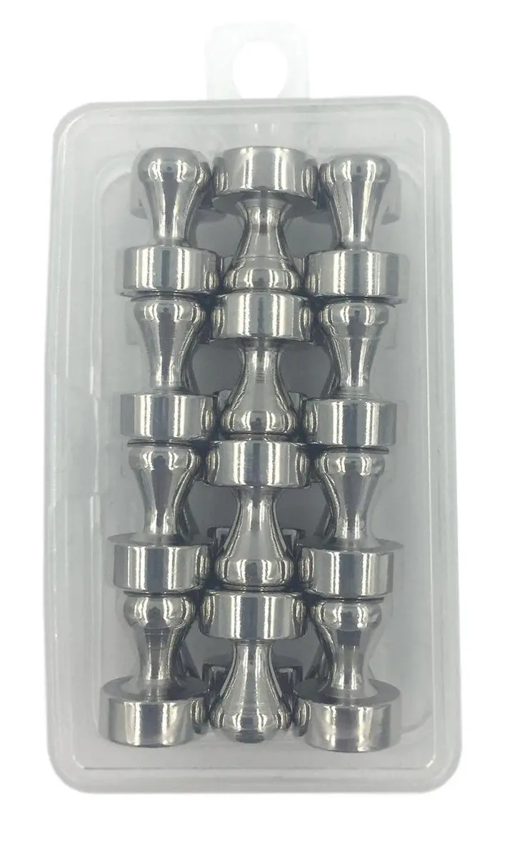 Kortpack Push Pin Magneetjes 12mm x 16mm - 12 Stuks - Vernikkeld Roestvrij Staal