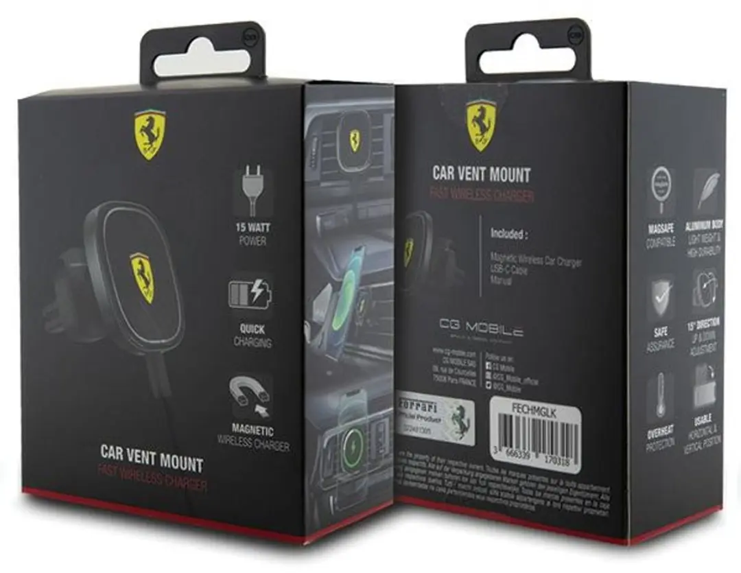 Ferrari MagSafe Autolader 15W - Zwart