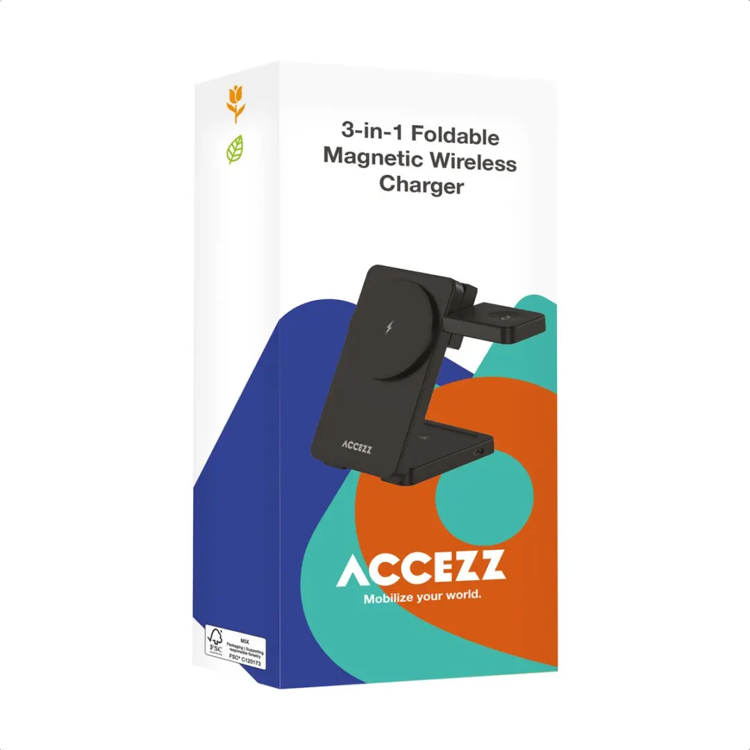 Accezz SH00085400 3-in-1 Draadloos Oplader - 20W MagSafe - Zwart