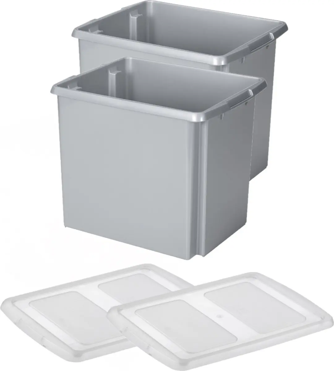 Sunware Opslagboxen Set 2x45L - Grijs - 45x36x36cm