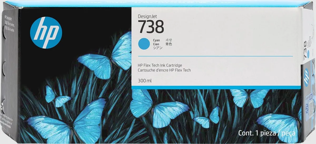 HP DesignJet 738 Cyaan Inktcartridge 300ml - XL
