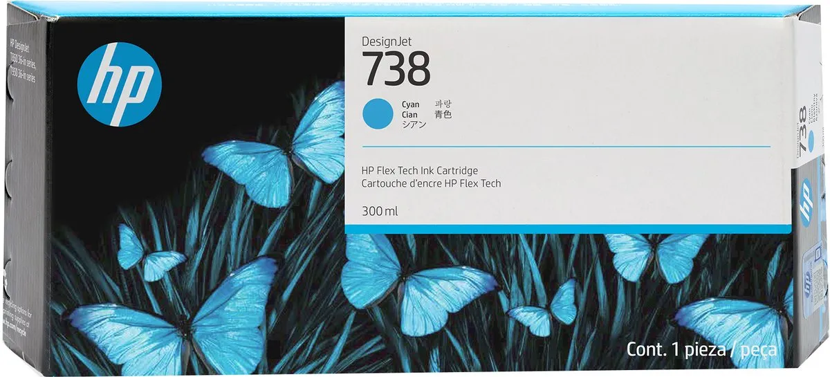 HP DesignJet 738 Cyaan Inktcartridge 300ml - XL