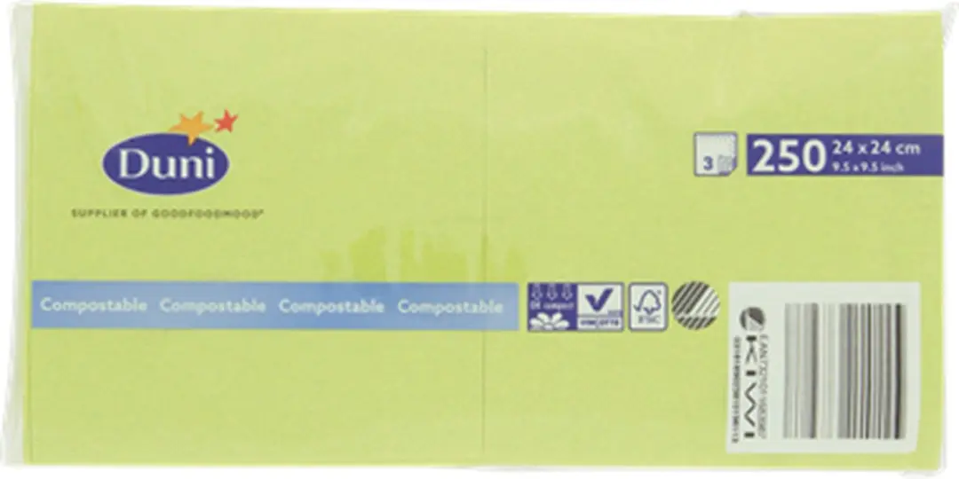Duni Kiwi 3-laagse Tissue Servetten 250 Stuks