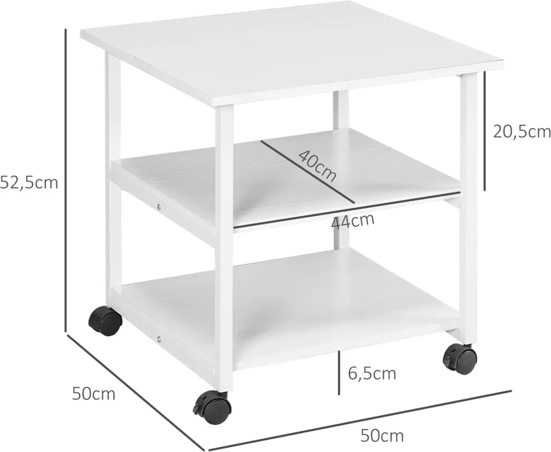 Homcom Printerstandaard 50x50x52,5cm Wit