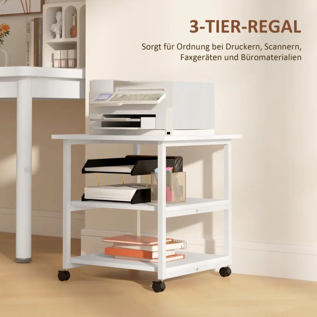Homcom Printerstandaard 50x50x52,5cm Wit - afbeelding 6 van 6