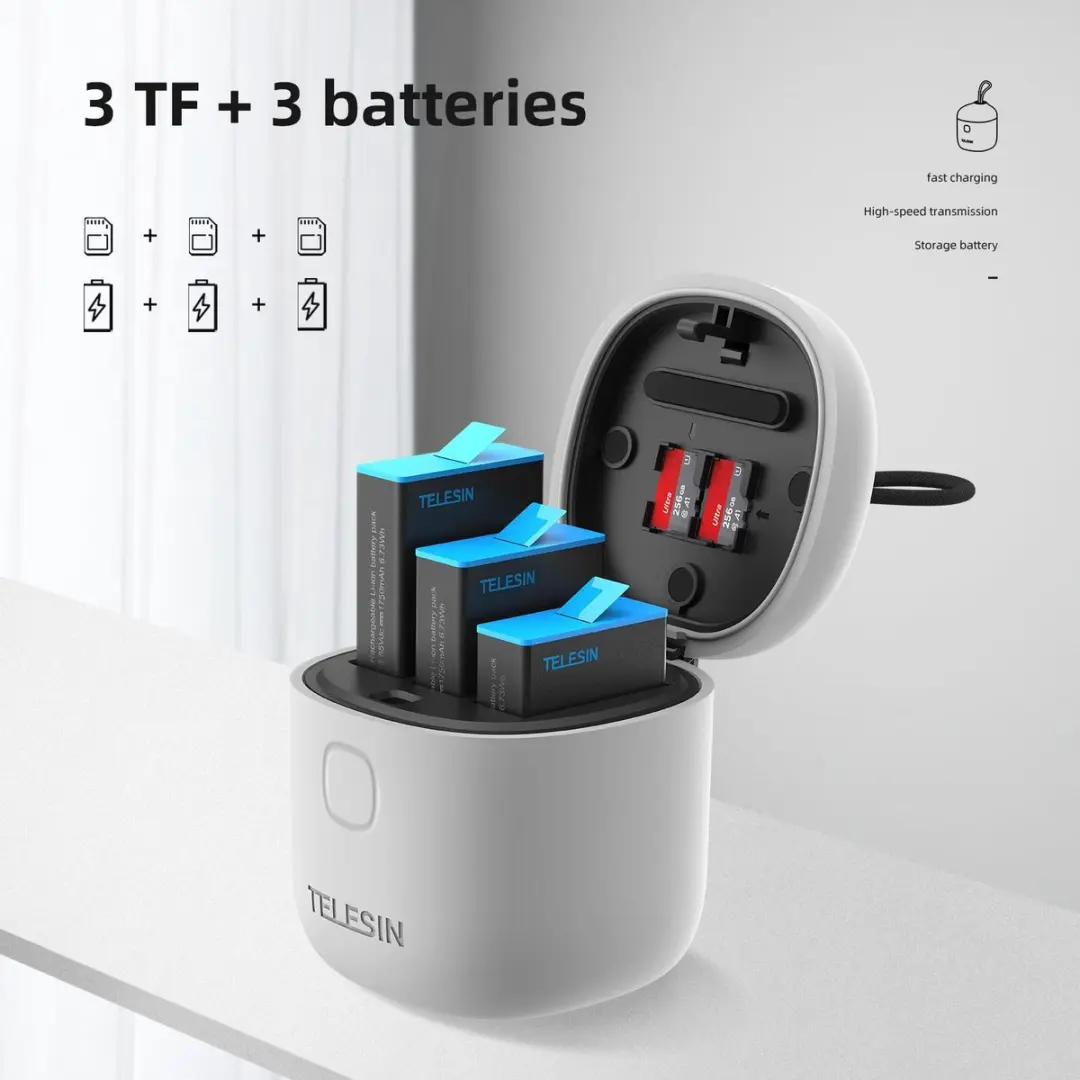 Telesin HERO9 Allin Box - 3-Kanaals Lader - Transparent