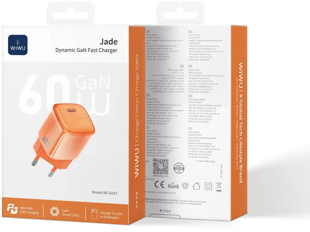 WiWu 14631 Oplader 60W USB-C - Oranje