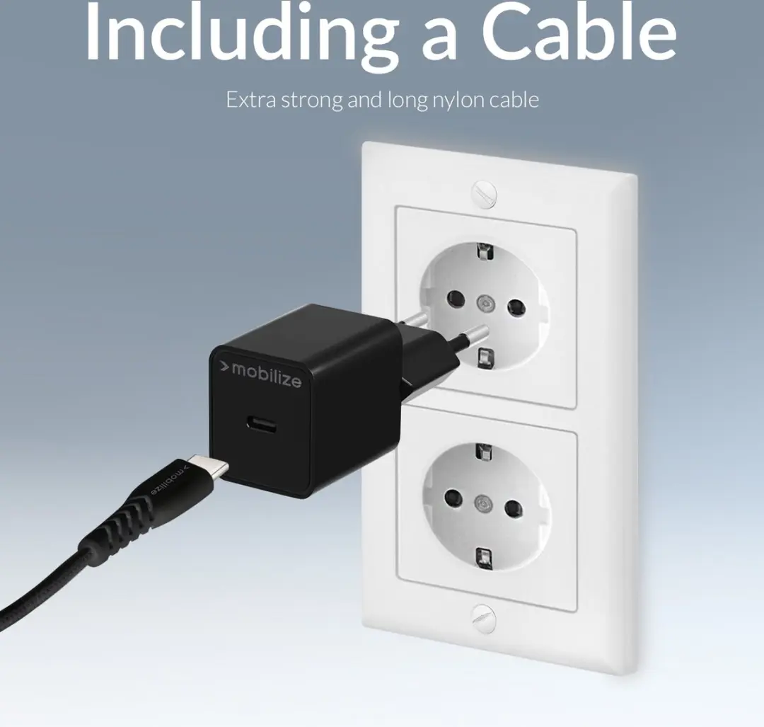 Mobilize Single USB-C Oplader Apple Lightning 1m PD 20W - Zwart