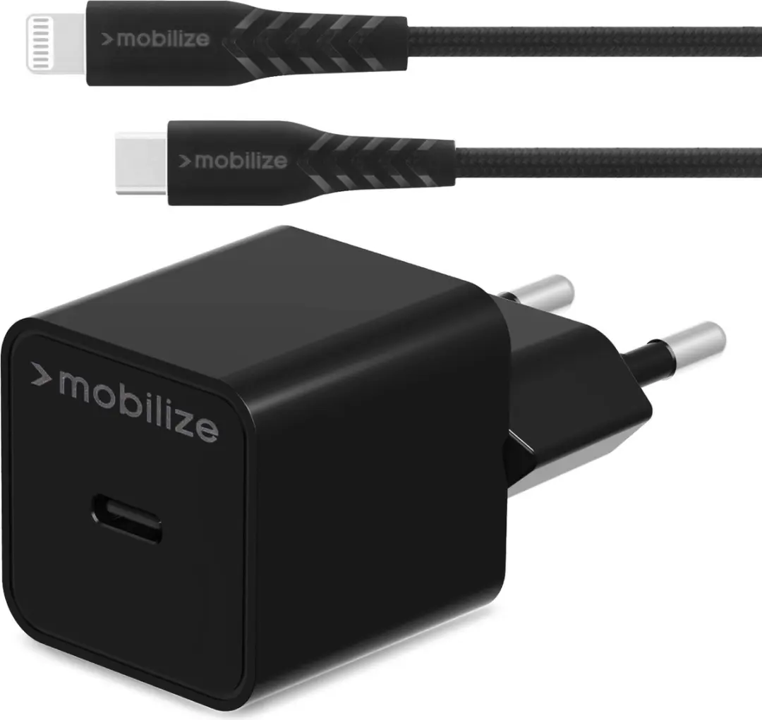 Mobilize Single USB-C Oplader Apple Lightning 1m PD 20W