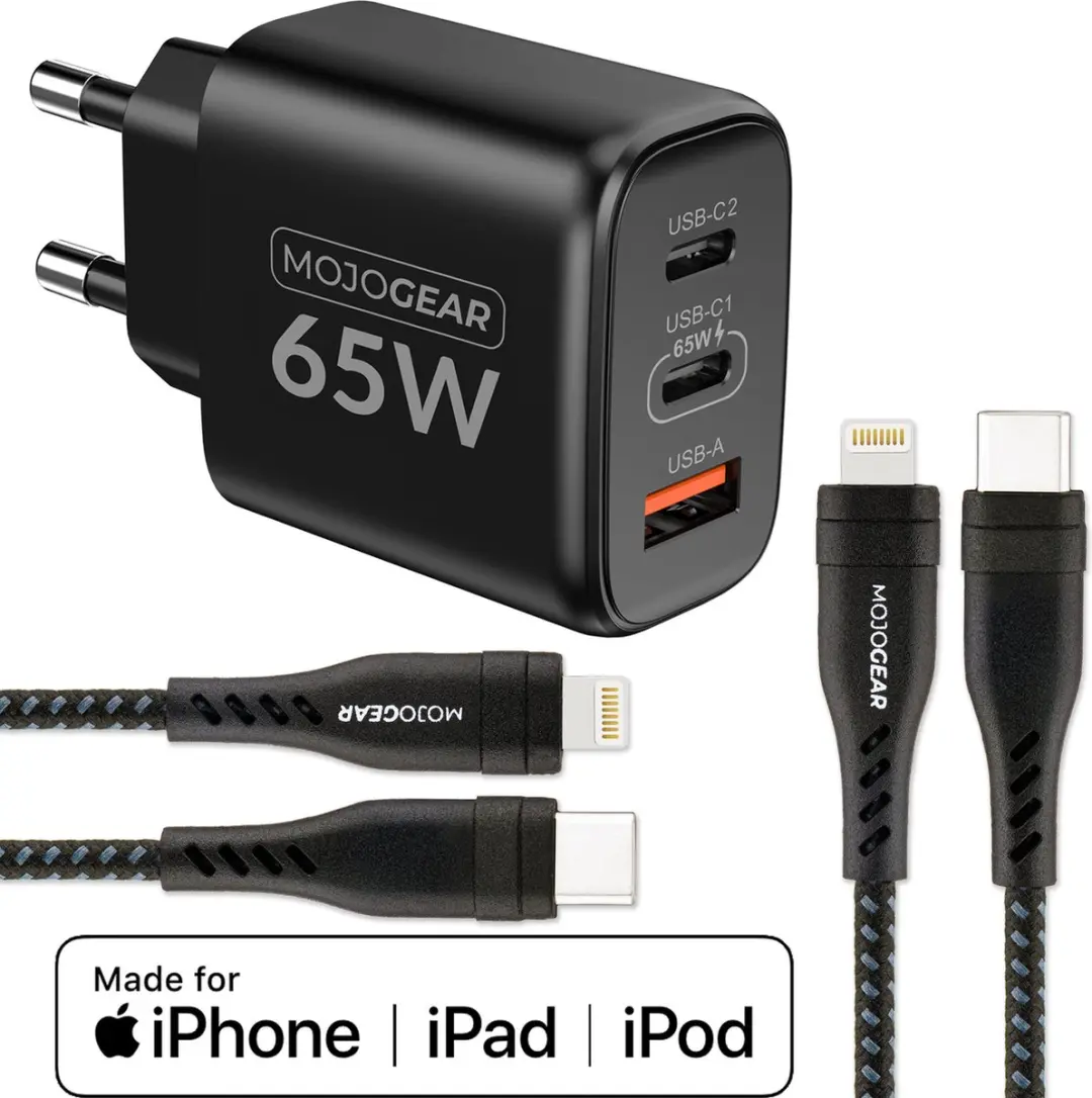 MOJOGEAR Charge+ MG-C01-15-DUO Snellader 65W