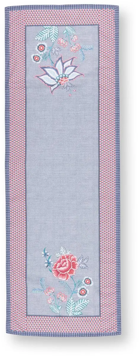 Pip Studio Flower Festival Tafelloper - 50x150cm - Blauw