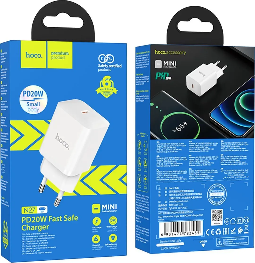 Hoco N27 Snellader 20W - USB-C - o.a. iPhone 15/Samsung