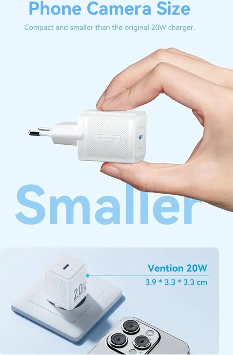 Vention TZ-FEPWO-EU-02 USB-C Gan Lader 20W - wit