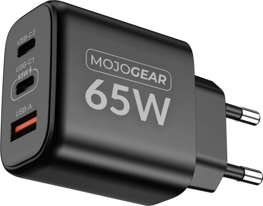 MOJOGEAR CHARGE+ MG-C01 Oplader 65W - 3x USB - Zwart