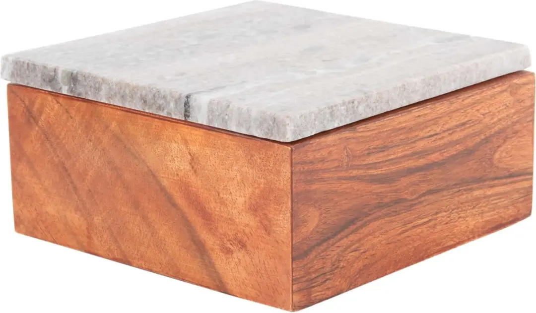 Present Time Acacia Storage Box - 15x15x7.5cm - Bruin