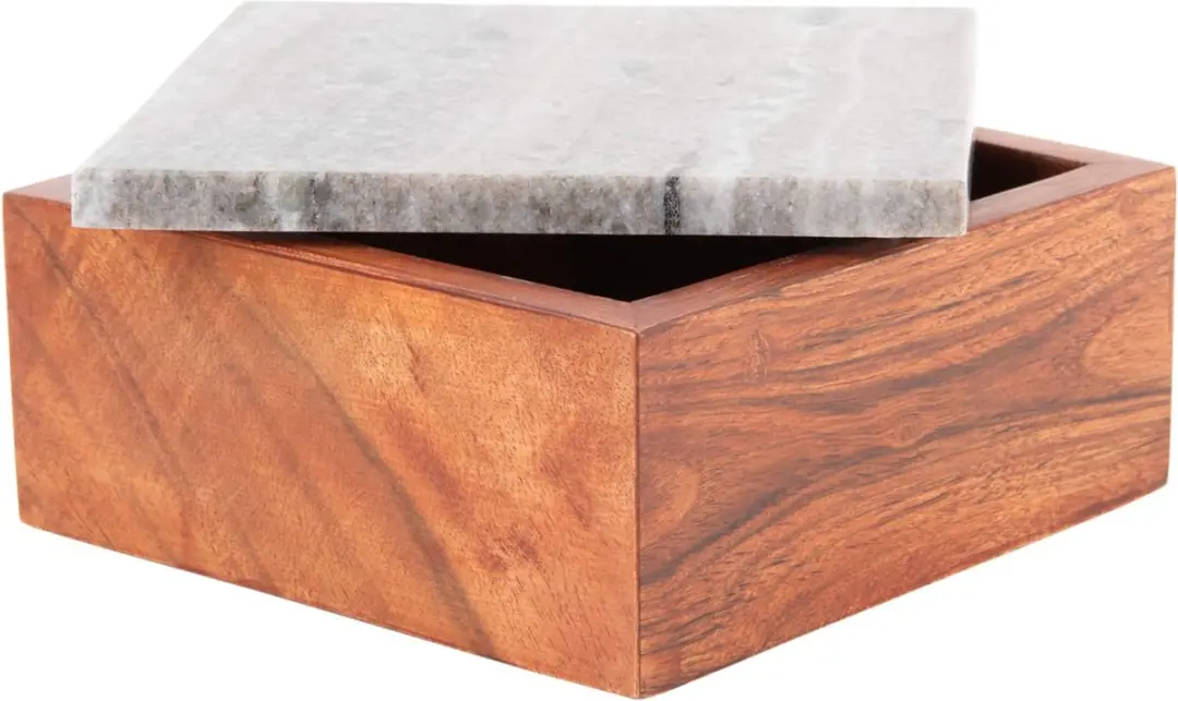 Present Time Acacia Storage Box - 15x15x7.5cm - Bruin