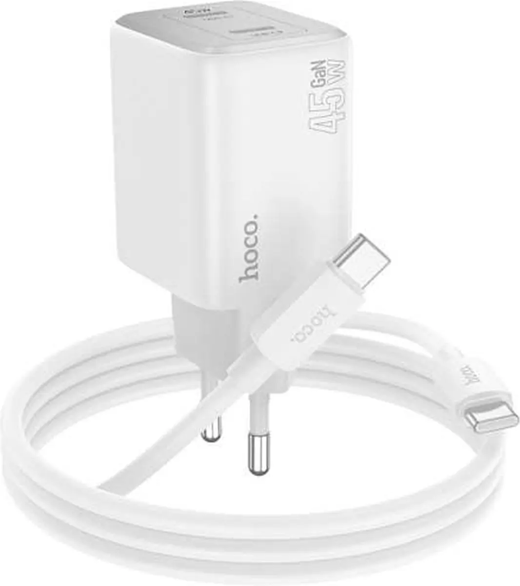 Hoco 45W USB-C Snellader Set - 2x USB-C - Wit