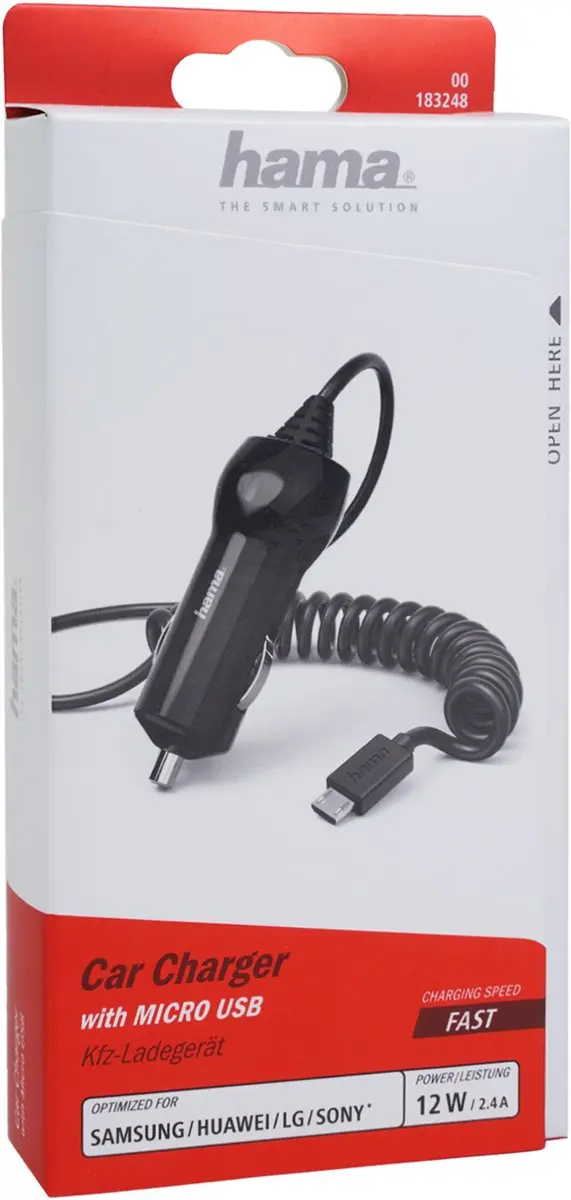 Hama Auto-oplader Micro-USB 2.4A - 12W - Zwart