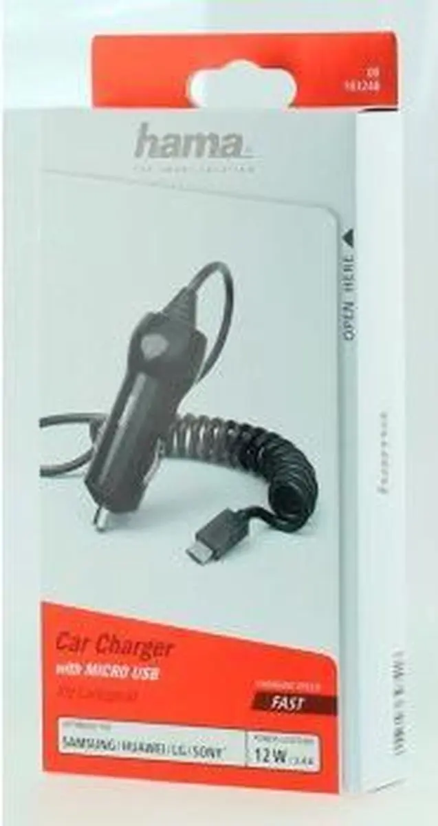 Hama Auto-oplader Micro-USB 2.4A - 12W - Zwart - afbeelding 6 van 6