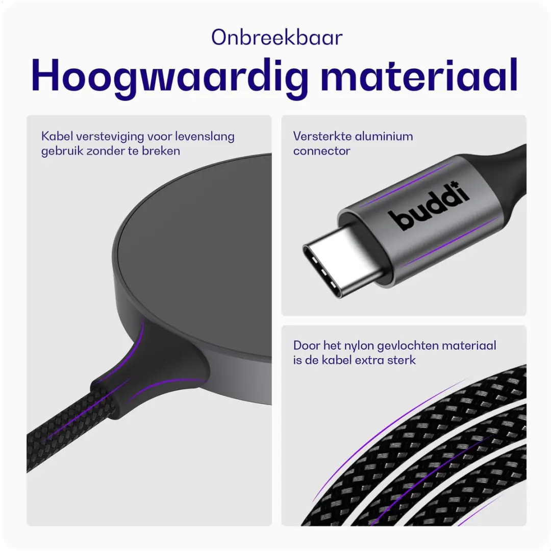 Buddi Power Qi2 15W Magnetische Draadloze Oplader - Grijs
