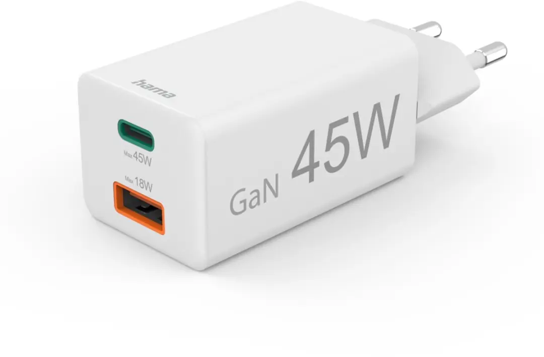 Hama 45W Snellader USB-C PD USB-A QC