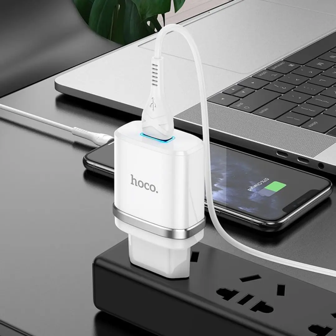 Hoco N1LW Oplader 12W - USB A naar Lightning Kabel 1m - Wit