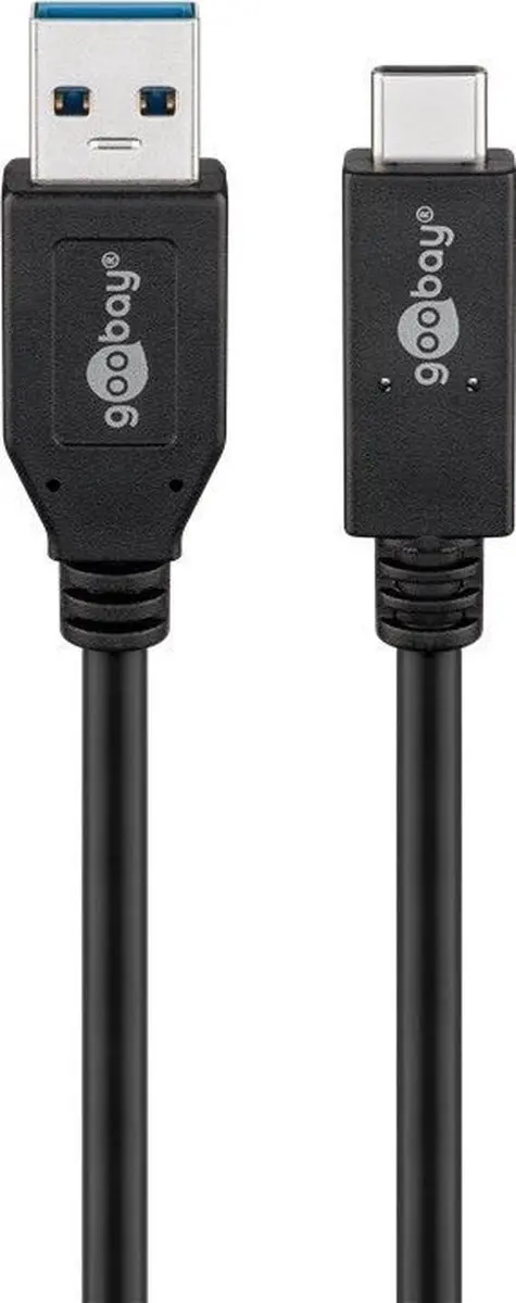 Goobay 41074 USB-C naar USB-A Kabel 10Gbit/s 60W - 1m - Zwart