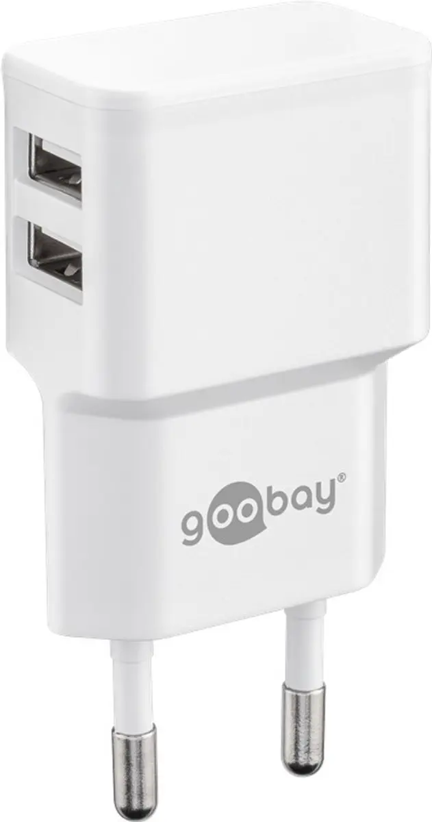 Goobay 44987 USB-A Thuislader 2 Poorten - 12W - Wit