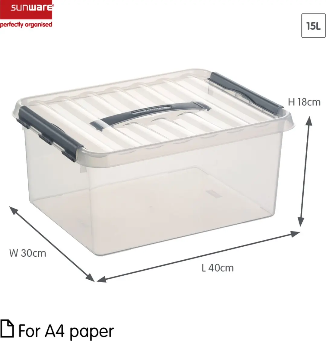 Sunware Q-line Opbergbox 15L - 40x30x18cm Grijs