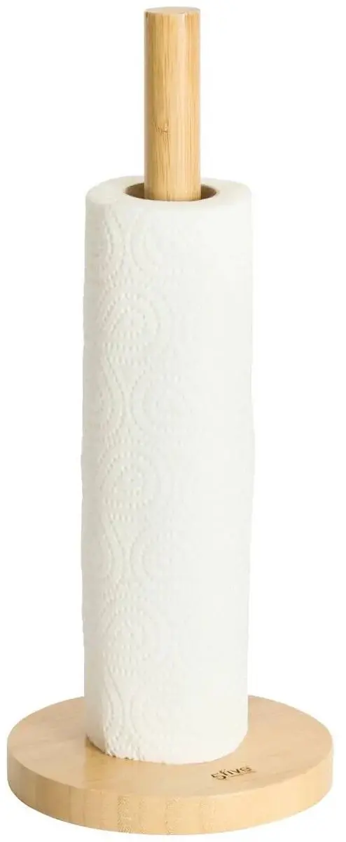 Excellent Houseware Keukenrolhouder Bamboe 12,5x32cm - Natuurlijk