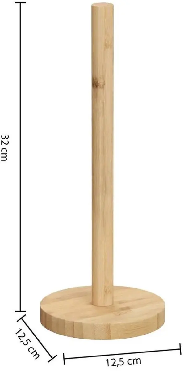 Excellent Houseware Keukenrolhouder Bamboe 12,5x32cm - Natuurlijk
