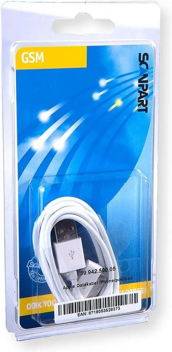 Scanpart Apple 30-pin Kabel 1m - iPhone 3/4/4S & iPad 2/3 - USB 2.0 Wit