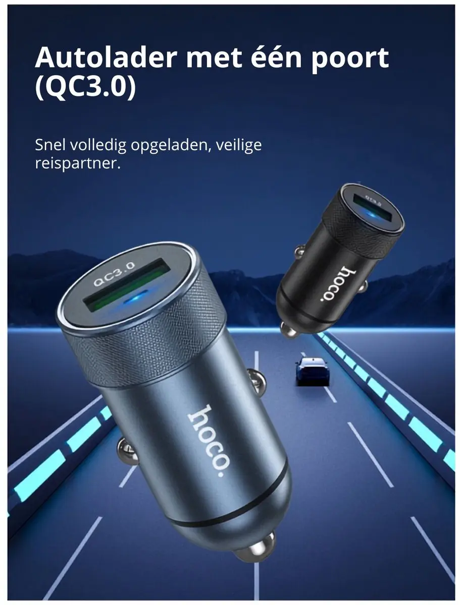 Hoco Z32 Autolader 18W USB - Zwart - afbeelding 6 van 6
