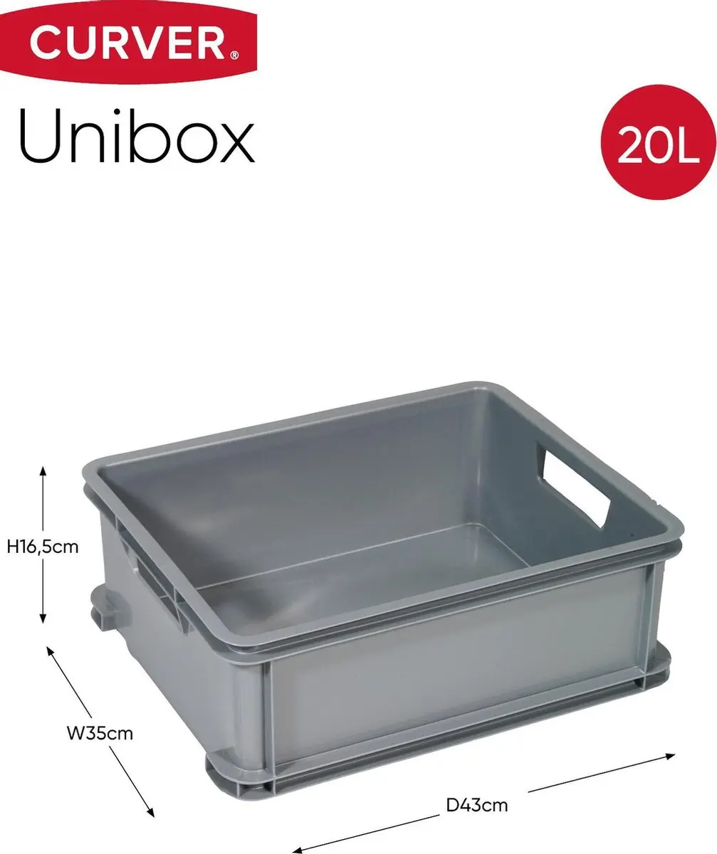 Curver Stapelkrat Unibox Classic Eco Medium 20L - Grijs