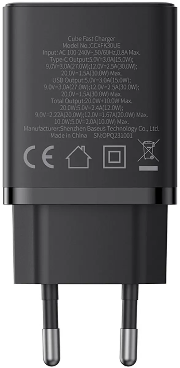 Baseus Cube Pro 30W Wandlader USB-C USB-A - Transparent